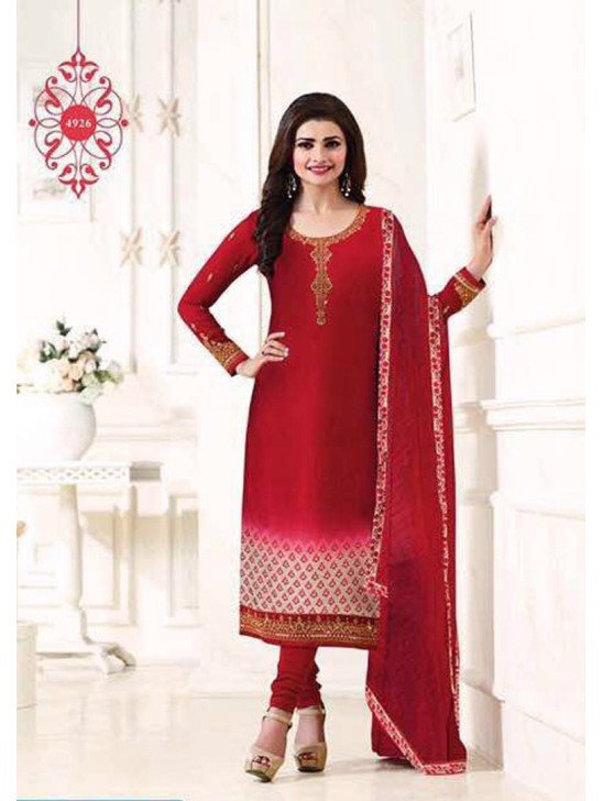 KS-4926 RED KASEESH SILKINA ROYAL CREPE PARTY WEAR SUIT