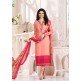 KS-5376 PEACH KASEESH SILKINA FRENCH CREPE PARTY WEAR SUIT