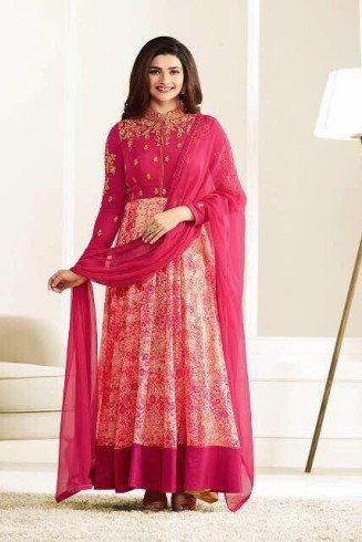 Pink Indian Anarkali Frock Designer Party Suit