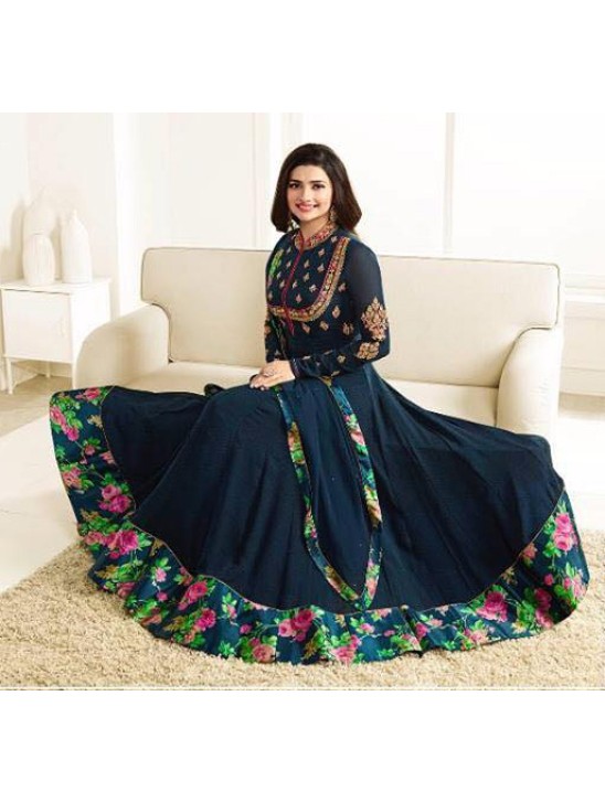 Galaxy Blue Indian Anarkali Dress Hot Fancy Party Suit