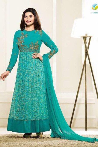 Turquoise Anarkali Salwar Suit Indian Long Frock