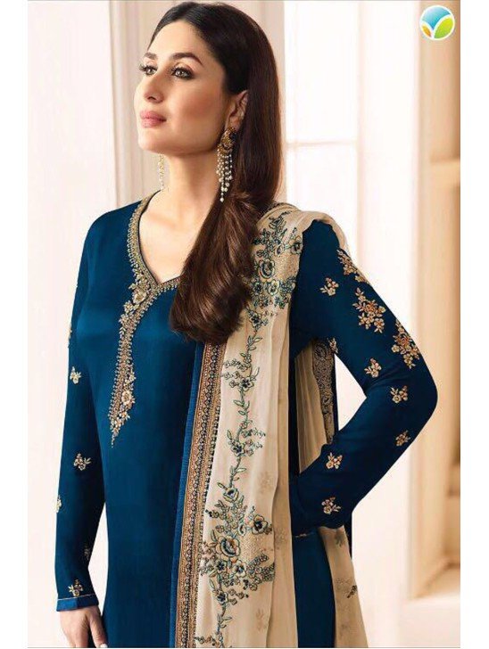 Navy Blue Indian Salwar Kameez Fancy Party Wear