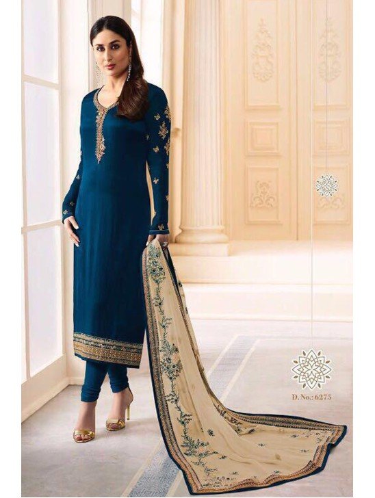 Navy Blue Indian Salwar Kameez Fancy Party Wear