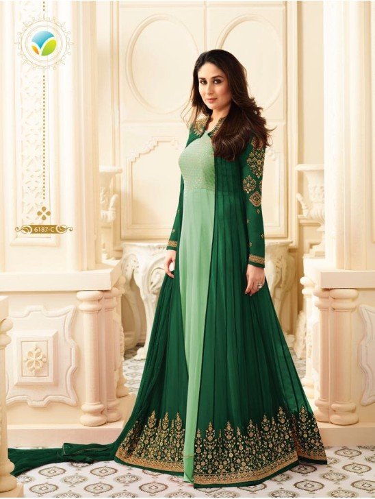Green Pakistani Designer Wedding Dress Anarkali Gown