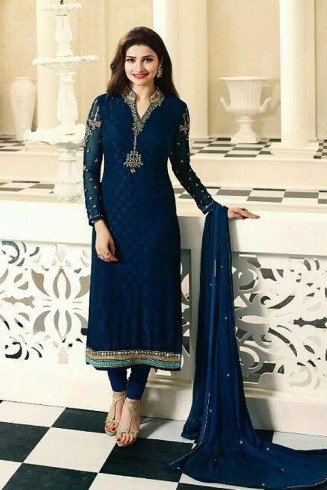 Blue Indian Salwar Suit Traditional Party Dress