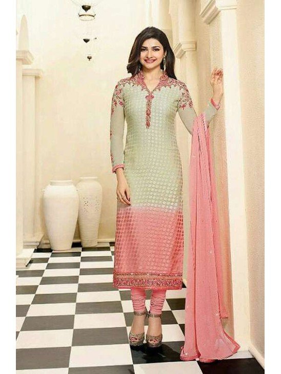 Beige & Pink Two Tone Pakistani Salwar Suit Ethnic Wedding Dress