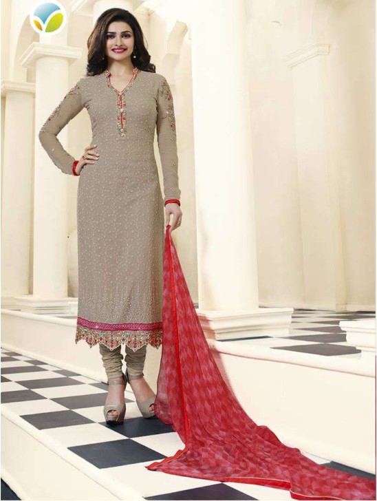 Beige Straight Salwar Suit Indian Party Dress