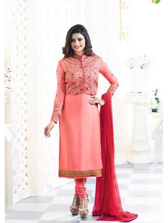 Pink Jacket Style Indian Wedding Salwar Suit