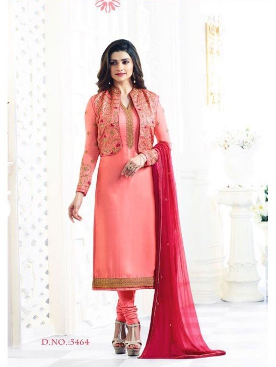 Pink Jacket Style Indian Wedding Salwar Suit