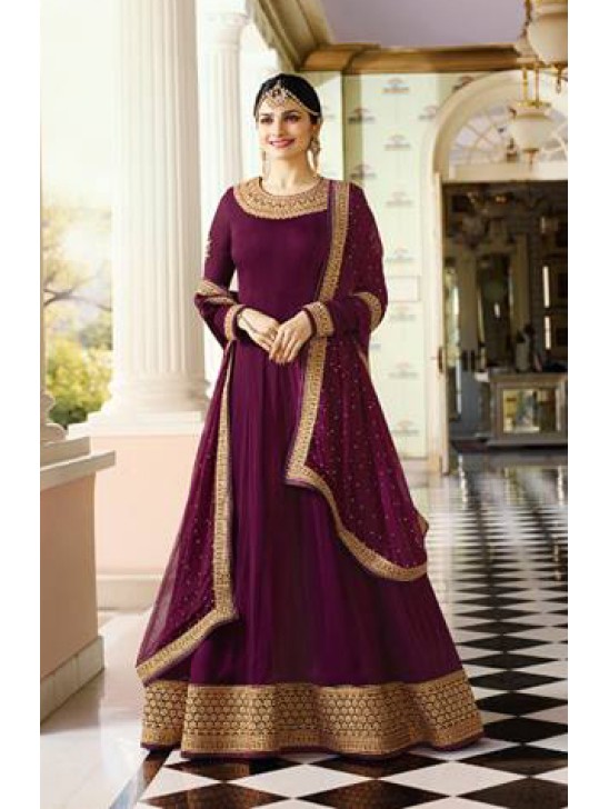 Plum Elegant Gown Indian Wedding Anarkali Suit