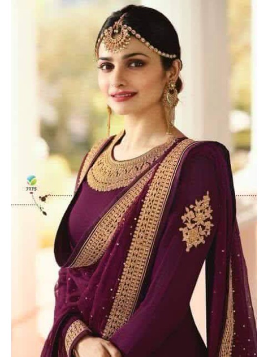 Plum Elegant Gown Indian Wedding Anarkali Suit