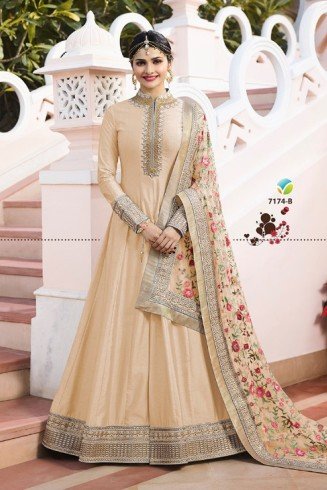 PEACH INDIAN WEDDING WEAR ANARKALI DRESS 