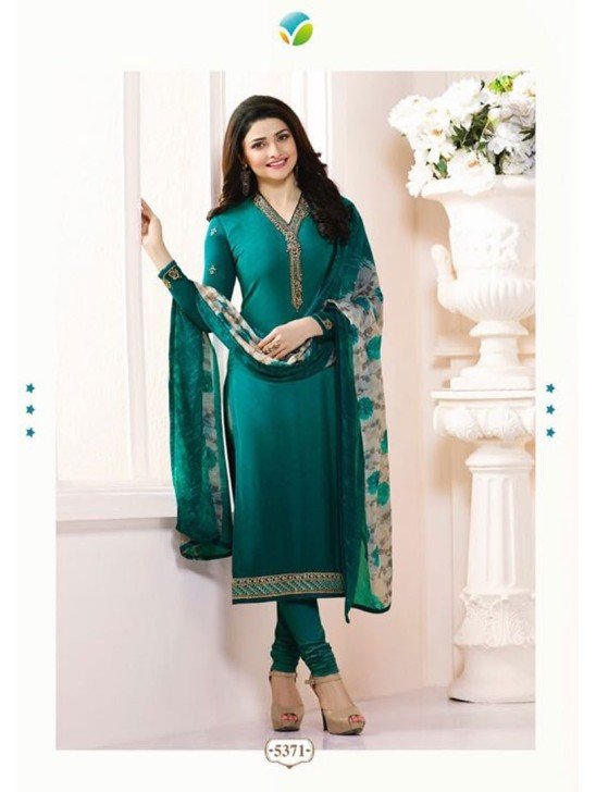 TEAL KASEESH SILKINA ROYAL CREPE 9 PARTY WEAR SUIT