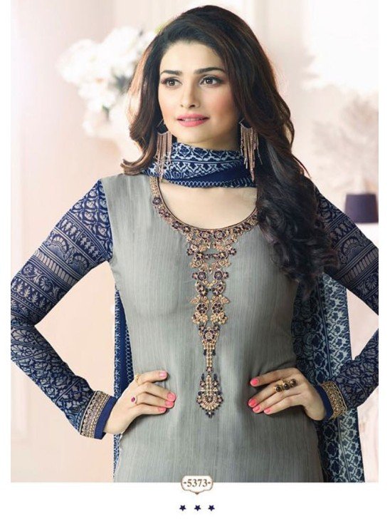 Grey Crepe Party Suit Pakistani Salwar Kameez