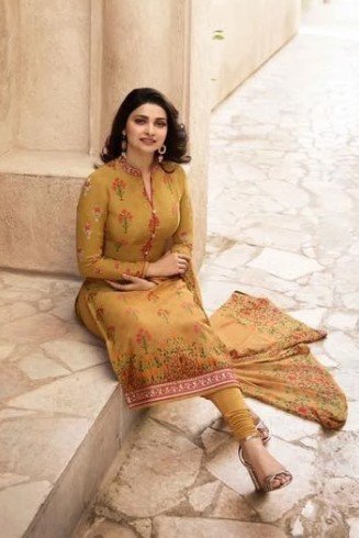 Mustard Yellow Embroidered Suit Pakistani Designer Dress