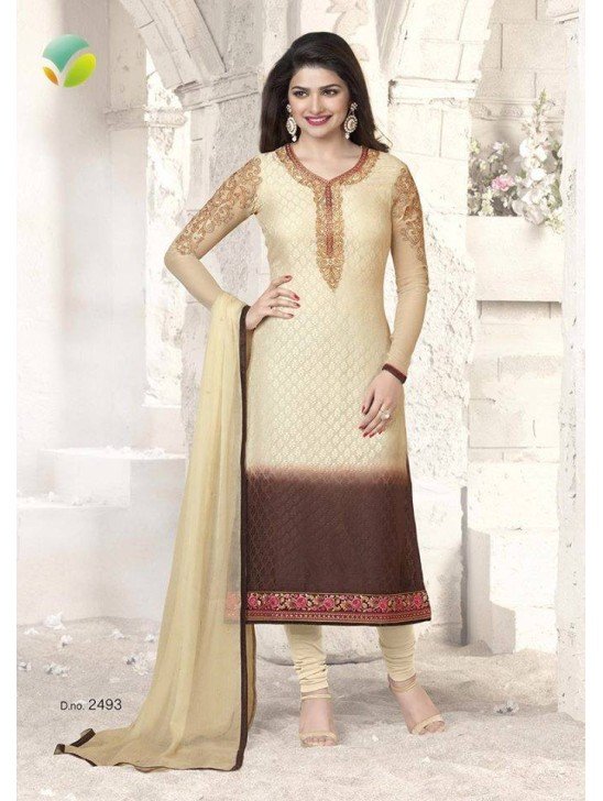 Beige Indian Designer Salwar Suit Ethnic Wedding Dress