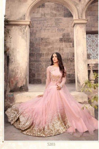 Pink Net Anarkali Gown Latest Indian Designer Wear