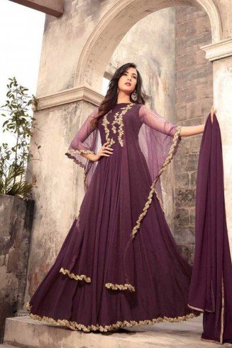Magenta Anarkali Gown Fancy Indian Wedding Dress