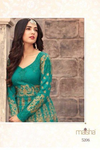 Teal Green Embroidered Anarkali Gown Pakistani Wedding Dress