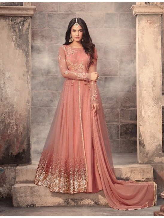 Pakistani Gown Peach Designer Anarkali Dress