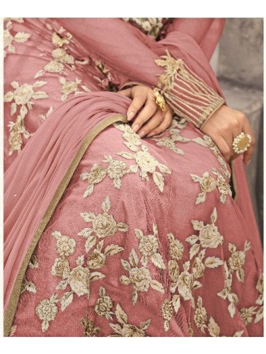 Peachy Pink Bridal Gown Indian Wedding Outfit