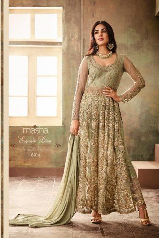 Pepper Stem Lime Green Exquisite Diva Style Party Wear Indian Salwar Suit 