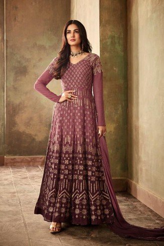 Burgundy Indian Party Anarkali Gown