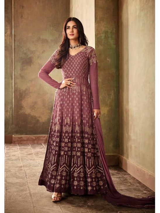 Burgundy Indian Party Anarkali Gown