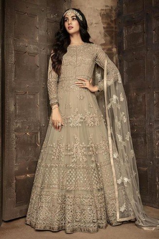 Beige Bridesmaid Gown Indian Embellished Anarkali Suit