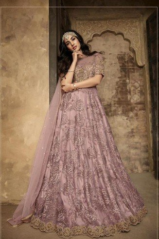 ROSE PINK INDIAN WEDDING WEAR INDO WESTERN GOWN