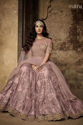 ROSE PINK INDIAN WEDDING WEAR INDO WESTERN GOWN