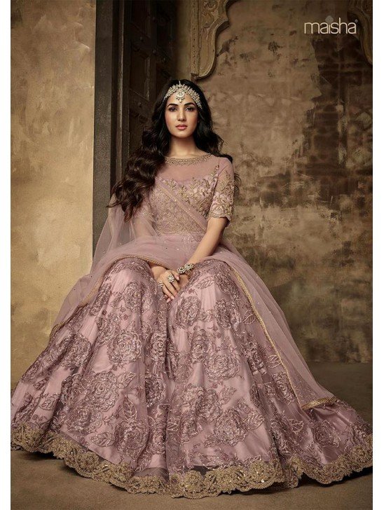 ROSE PINK INDIAN WEDDING WEAR INDO WESTERN GOWN