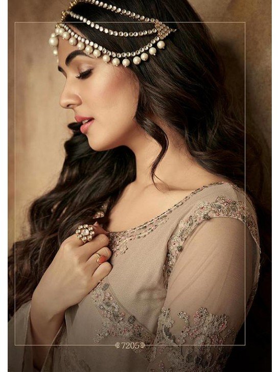 Beige Net Bridesmaid Dress Indian Wedding Outfit