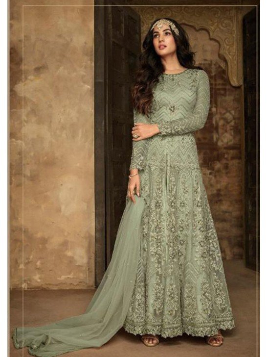 GREEN PAKISTANI WEDDING WEAR DRESS