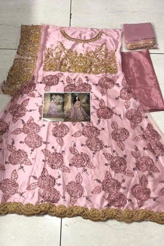 Rose Pink Indian Ethnic Wedding Anarkali Gown