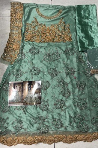 Green Indian Ethnic Wedding Anarkali Gown