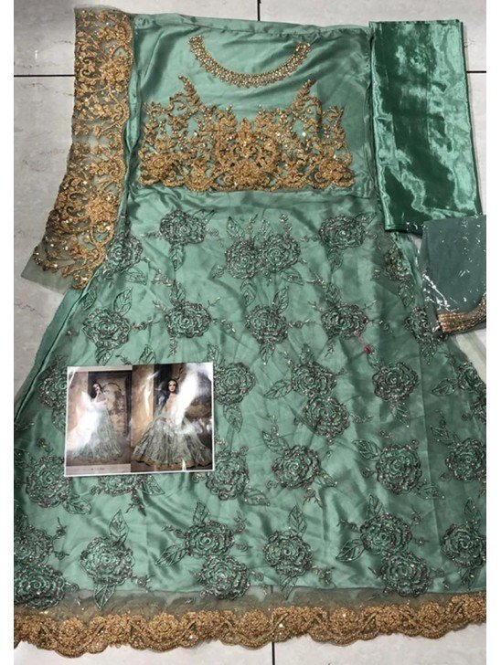 Green Indian Ethnic Wedding Anarkali Gown