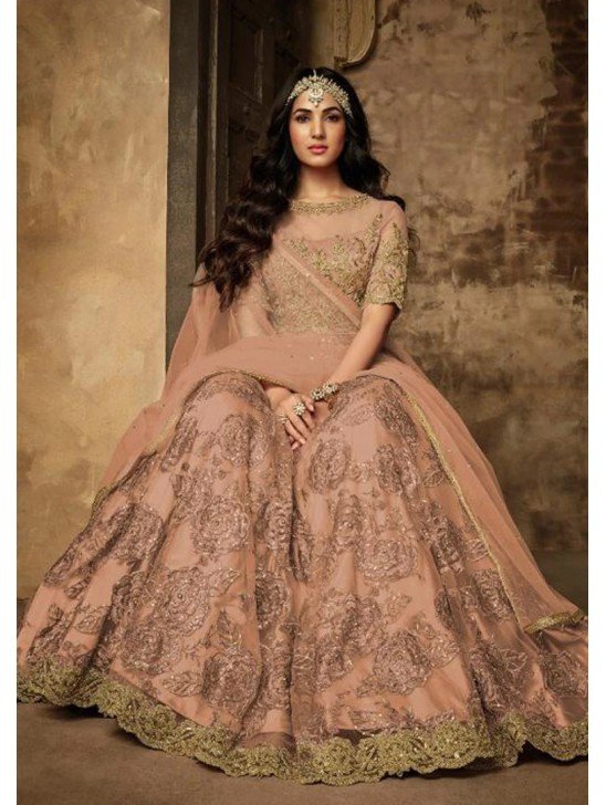 Peach Indian Designer Wedding Wear