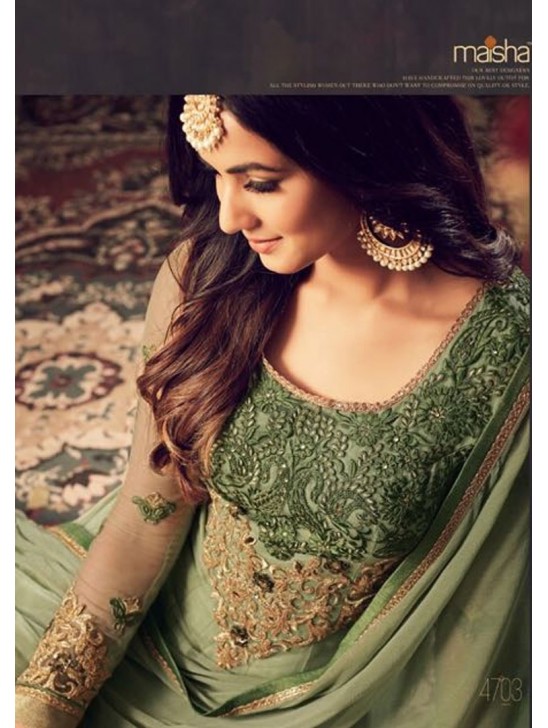 MZ4703 GREEN MAISHA AZARA BRIDAL WEDDING WEAR LEHNGA