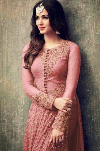 Hot Pink Long Kameez Dress Indian Wedding Party Salwar Suit