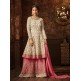 CREAM AND PINK INDIAN WEDDING GHARARA AND LEHENGA STYLE DRESS