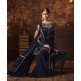 NAVY BLUE INDIAN WEDDING GHARARA SEMI STITCHED SUIT ( DELIVERY IN 2 WEEKS )