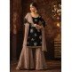 Beige & Black Gharara Suit Indian Party Wedding Dress