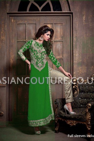 Green Pakistani Suit Embroidered Wedding Salwar Suit