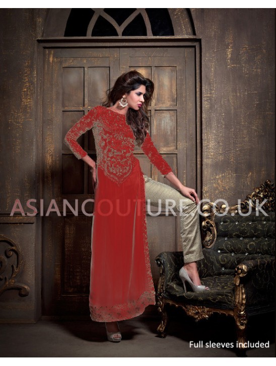 Red Hot Dress Indian Embroidered Party Salwar Suit