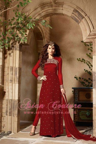 Red Punjabi Salwar Suit Indian Designer Dress UK