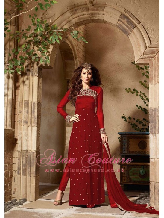 Red Punjabi Salwar Suit Indian Designer Dress UK