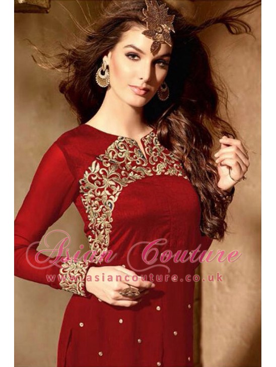 Red Punjabi Salwar Suit Indian Designer Dress UK