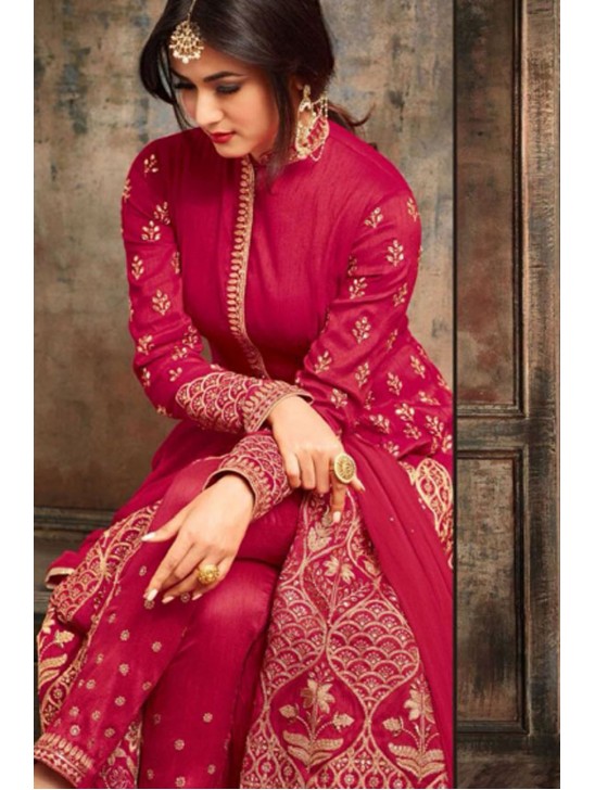 Red Traditional Anarkali Dress Designer Embroidered Party Suit