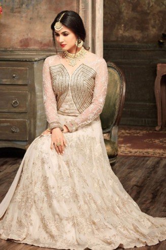 White Abaya Anarkali Suit Pakistani Designer Gown